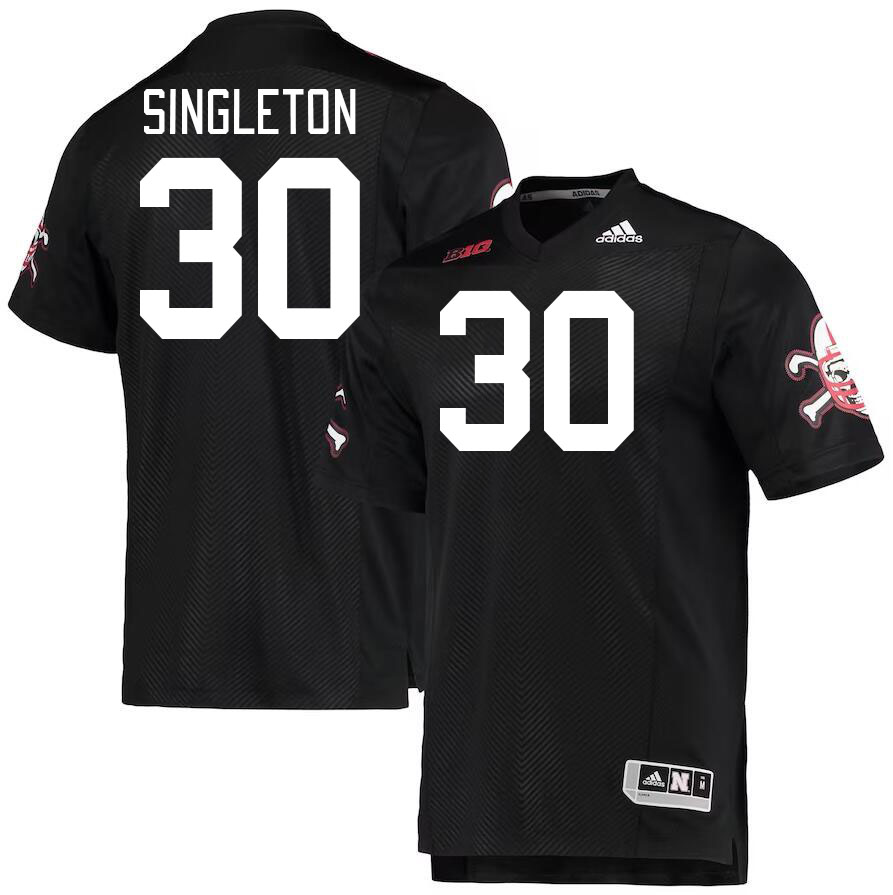 Men #30 DJ Singleton Nebraska Cornhuskers College Football Jerseys Stitched Sale-Black